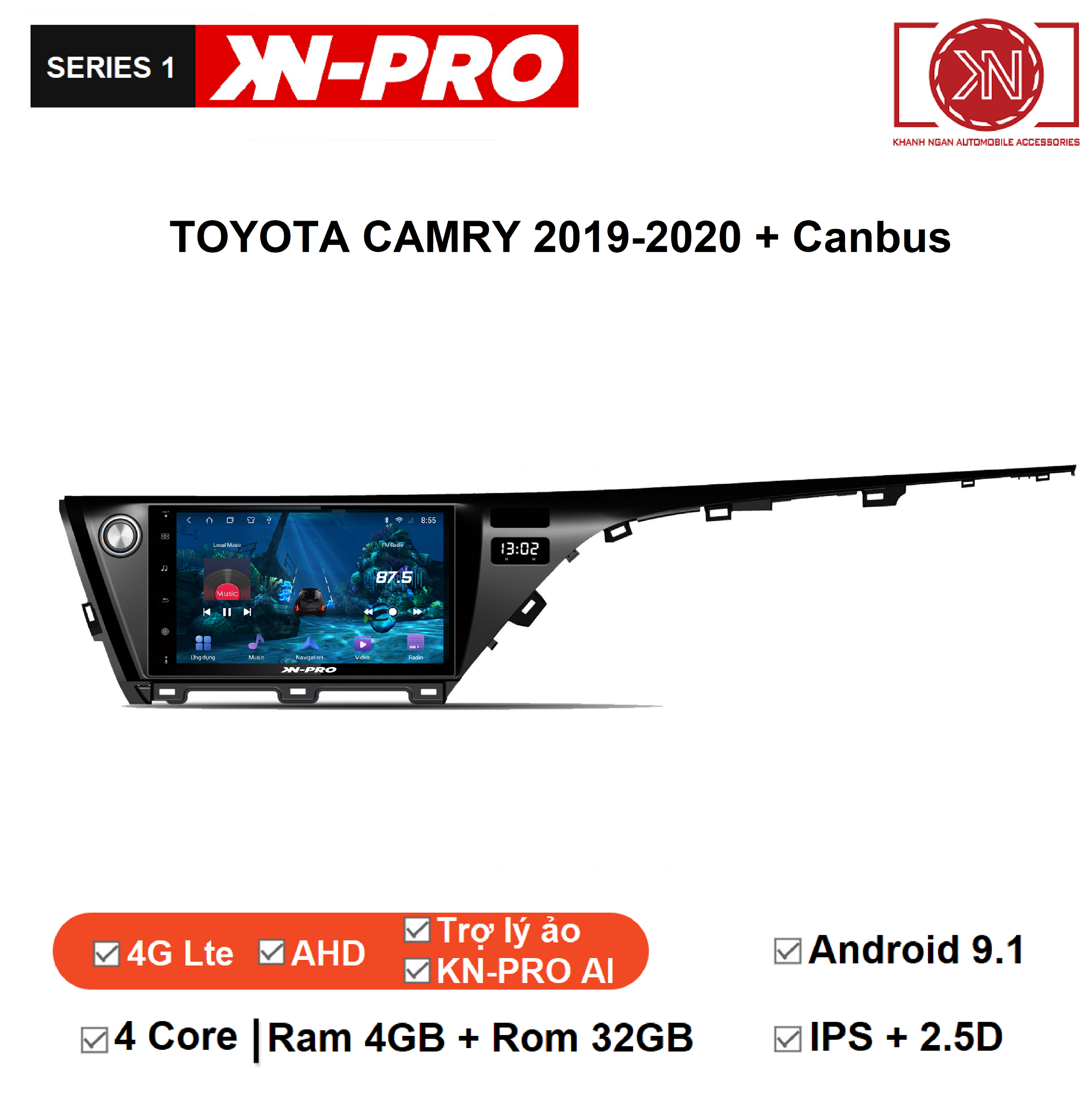 Mặt dưỡng dvd android TOYOTA CAMRY 2019-2020 + Canbus